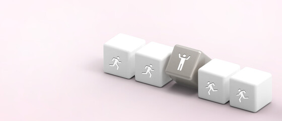 Aufkleber - ideas Creative growth success and Business concept. Close up Cube flip design for banner on Pink. copy space, digital, banner, website -3d Rendering