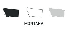 Montana Map. Map Of The United States Of America Made Of Dots, Line And Whole. Vector Illustration.