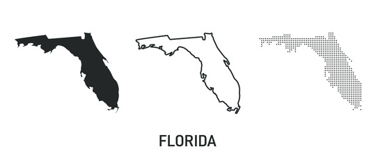 Florida map. Map of the United States of America made of dots, line and whole. Vector illustration.