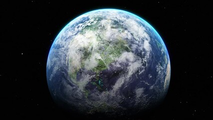 Wall Mural - sunrise and shadow on the earth in space with star in universe. world realistic atmosphere 3d volume