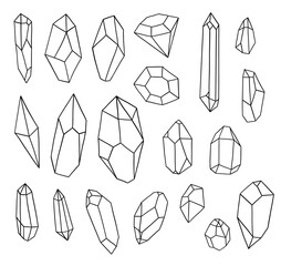 Wall Mural - Crystal Sign Thin Line Icon Set. Vector