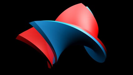 Poster - Abstract blue and red icon on black background - 3D rendering illustration