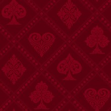 Playing cards suits vintage seamless pattern