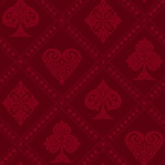 Sticker - Playing cards suits vintage seamless pattern