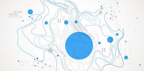Vector abstract landscape geodesy topography map background. Art Line texture pattern.