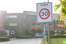 Traffic Sign Stating A 30 Zone. European Version.