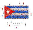 © chekart - A large group of people are standing in blue, white and red robes, symbolizing the flag of Cuba.