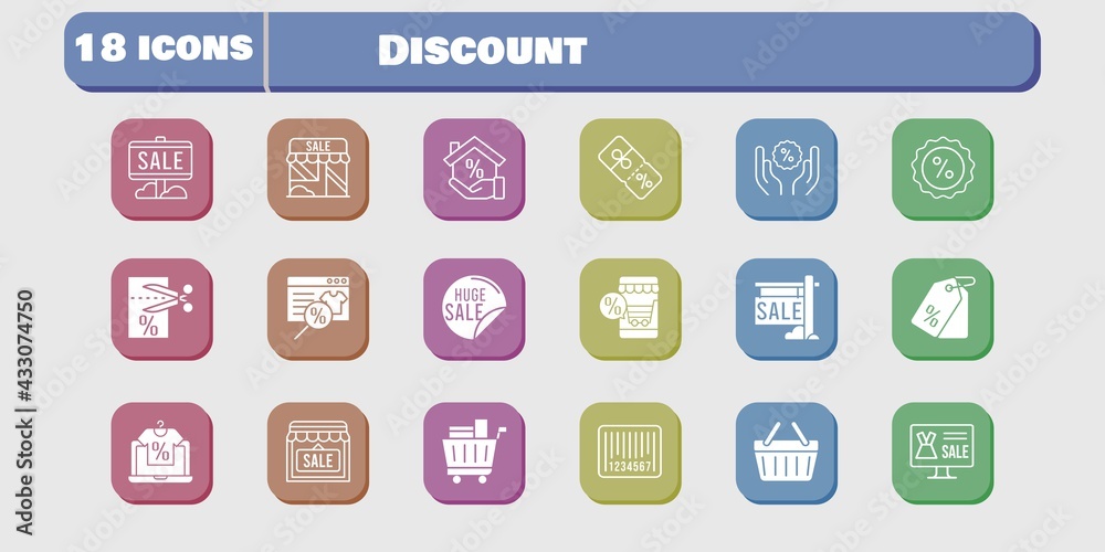 Discount System Icon discount icon set. included online shop, sale, shop, mortgage, voucher ...