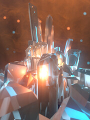 Aufkleber - Luxury sparkling gemstone. Fantasy 3d rendering illustration of colored shiny crystal. Abstract artistic background