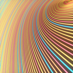 Poster - Twisted wires digital illustration of multicolored floating lines. Creative pattern design. 3d rendering