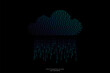 © korkeng - Cloud computing technology concept by binary dots blue green light lines pattern cloud shape and rain drop isolated on black background.