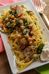 Wall Mural - Linguine Chickpeas Ricotta Cheese