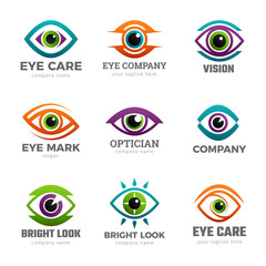 Wall Mural - eyes logo. optical symbols for ophthalmology clinic clean vision recent vector collections