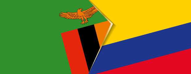 Poster - Zambia and Colombia flags, two vector flags.