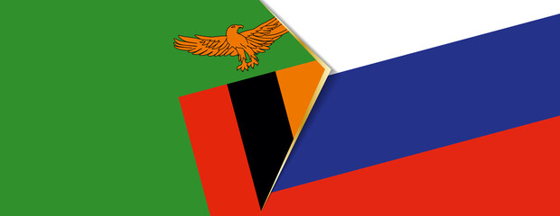 Canvas Print - Zambia and Russia flags, two vector flags.