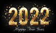 Golden Happy New Year 2022 With Burst Glitter on Black Colour Background - Happy New Year 2022 Golden background with Burst glitter – New Year 2022 Golden text Background vector illustration