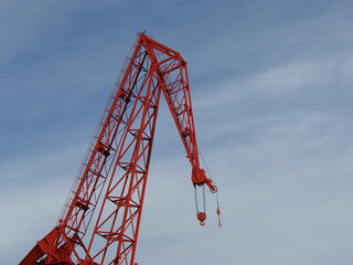 Red Crane on Blue Sky