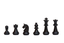 Set Of Black Chess Pieces Isolated On White Background. Chessmen. Table Game. 