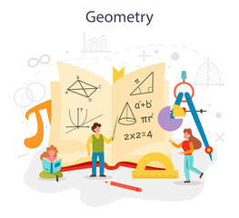 Wall Mural - Geometry school subject. Abstract task with mathematical calculation.