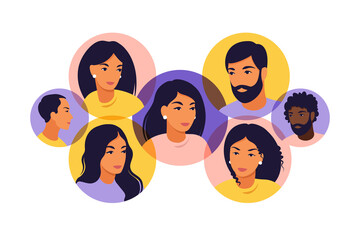 Social media people connection concept. Vector illustration. Flat.