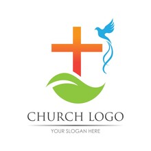 Church Christian Line Art Logo Design,Christian Symbols.