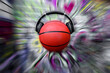 © OV - Isolated image of basketball with headphones wrapped around. Urban street ball. Sport