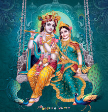 High-Resolution Indian God Radha Krishna Illustrations, Digital Paintings.