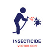 Spraying insecticide to exterminate bugs and insects icon vector