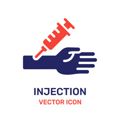 Wall Mural - Syringe for injection into the arm of patient for medical treatment vector icon