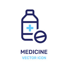 Wall Mural - Medicine pills and bottle icon