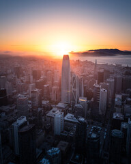 Fototapete - Aerial View of San Francisco Skyline at Sunset