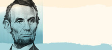 Presidential Abraham Lincoln Stylized Engraved Portrait Illustration