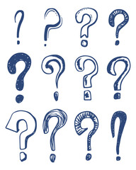 Poster - set of hand drawn question marks. doodle questions marks. isolated on black and white. vector illust