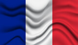 Fototapeta Paryż - Abstract waving flag of France with curved fabric background. Creative realistic waving flag of France vector background