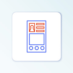 Poster - Line Create account screen icon isolated on white background. Colorful outline concept. Vector