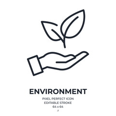 Wall Mural - ecology and environment concept editable stroke outline icon isolated on white background flat vecto
