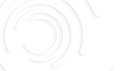 Fototapete - Abstract white circles with soft dymanic shadow. 3d clean embossed background. Pure basic animated cover for business presentation. Universal elegant minimal loop.
