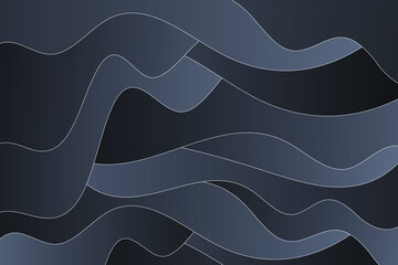 Poster - Abstract illustration with black waves. Wavy dark background.