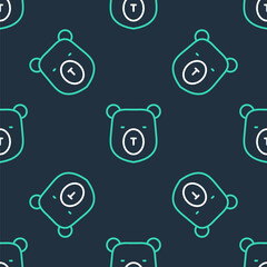 Canvas Print - Line Bear head icon isolated seamless pattern on black background. Vector