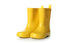 Yellow Rubber Boots Isolated On White Background