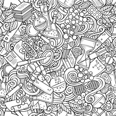 Wall Mural - science hand drawn doodles seamless pattern.