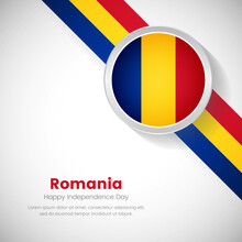 Creative Romania National Flag On Circle. Independence Day Of Romania Country With Classic Background