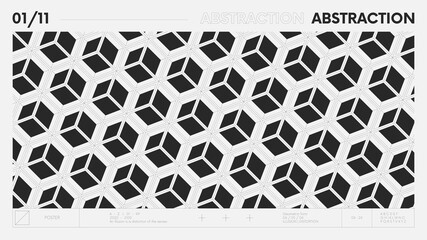 Leinwandbilder - Abstract modern geometric banner with simple shapes in black and white colors, graphic composition design vector background, pattern 3d cubes of square modules