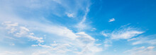 Panorama Blue Sky Background With White Cloud