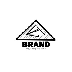 Airplane paper triangle line art simple logo icon symbol for Brand, travel, clothing, apparel, company, Business, Banners, Poster, paper, cover, background and wallpaper. 