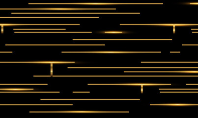 Poster - Abstract geometric gold horizontal lines pattern on black background. Luxury style. Gold metallic ornament technology background. Modern black backdrop concept 3d style. Vector illustration