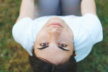 Sticker - portrait of woman looking up