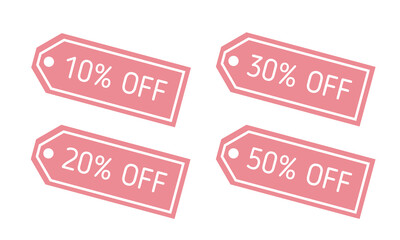 Set of pink discount label tags