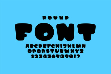 Aufkleber - Rounded Font in the comics style, trendy cartoon alphabet, bold letters and numbers made in fun style, vector illustration 10eps
