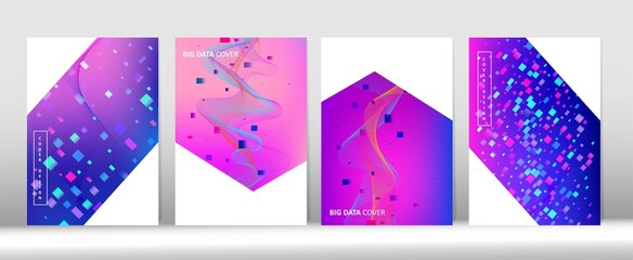 Wall Mural - Music Covers Set. 3D Flow Shapes Modern Cover Layout. Abstract Geometric Music Background